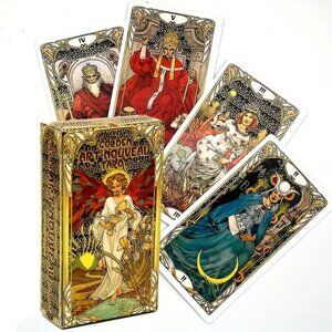 Golden Art Nouveau Tarot Cards GIULIA F. MASSAGLIA Divination Party Game 78 NEW